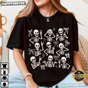 Skeleton Bow Funny Spooky Season Halloween Gift T Shirt (2)