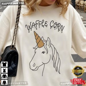 Waffle Corn Funny Unicorn Ice Cream T Shirt (1)
