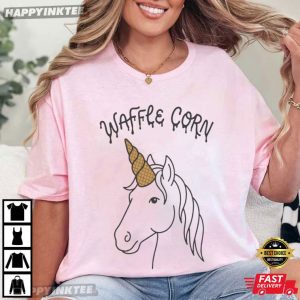 Waffle Corn Funny Unicorn Ice Cream T Shirt (3)