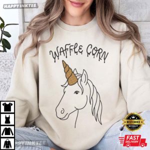 Waffle Corn Funny Unicorn Ice Cream T Shirt (4)
