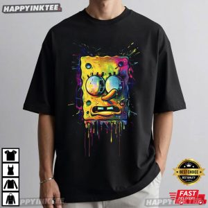SpongeBob Neon Paint Drip Cartoon Graphic T Shirt (1)
