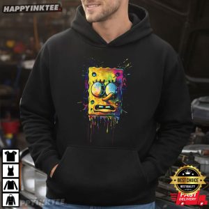 SpongeBob Neon Paint Drip Cartoon Graphic T Shirt (3)