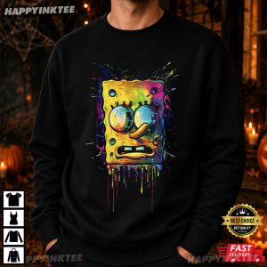 SpongeBob Neon Paint Drip Cartoon Graphic T Shirt (4)