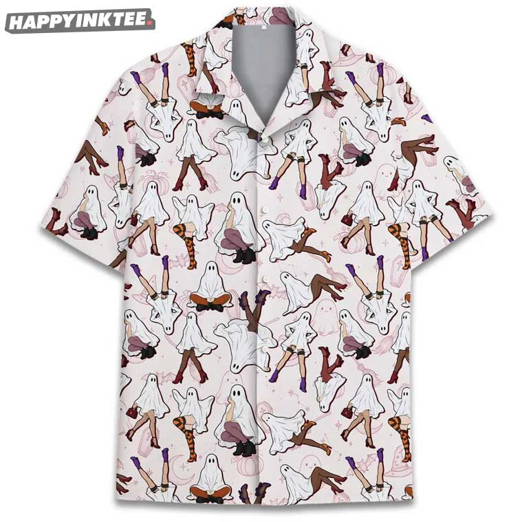 Cute Girly Ghost Spooky Halloween Party Hawaiian Shirt Cute Girly Ghost Spooky Halloween Party Hawaiian Shirt