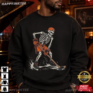 Spooky Skeleton Funny Ice Hockey Halloween T Shirt (1)
