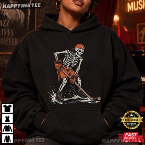 Spooky Skeleton Funny Ice Hockey Halloween T Shirt (2)