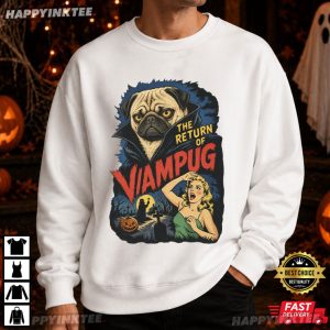 The Return Of VamPug Funny Halloween Pug Dog T Shirt (1)