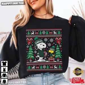 Snoopy Eagles Football Christmas Winter Holiday Sports T Shirt (1)