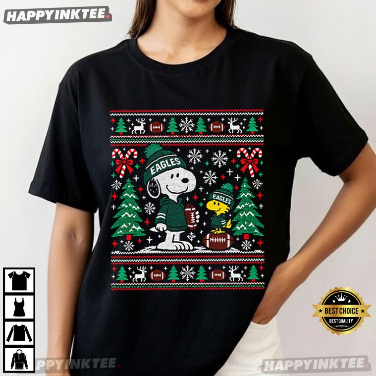 Snoopy Eagles Football Christmas Winter Holiday Sports T-Shirt Snoopy Eagles Football Christmas Winter Holiday Sports T-Shirt