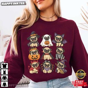 Spooky Costume Pug Cute Halloween Dog T Shirt (2)