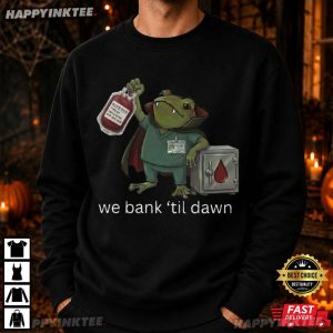 Dracula Frog We Bank ’Til Dawn Blood Bank Tech T Shirt (2)