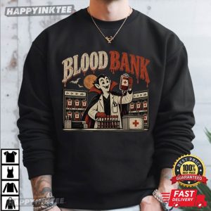 Vampire Blood Bank Funny Phlebotomist Lab Tech Halloween T Shirt (2)