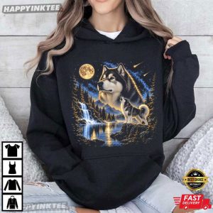 Alaskan Malamute Howling To The Moon Dog Lover T Shirt (3)