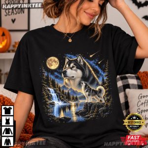 Alaskan Malamute Howling To The Moon Dog Lover T Shirt (4)