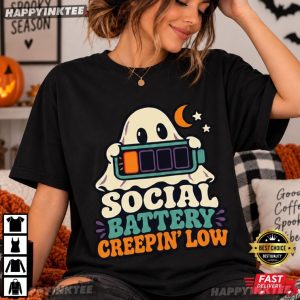 Social Battery Creepin Low Autism Neurodivergent Kid Halloween T Shirt (4)