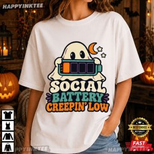 Social Battery Creepin Low Autism Neurodivergent Kid Halloween T Shirt (1)