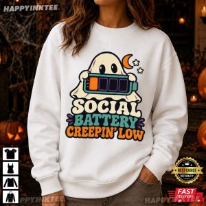Social Battery Creepin Low Autism Neurodivergent Kid Halloween T Shirt (2)