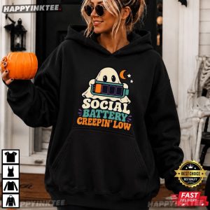Social Battery Creepin Low Autism Neurodivergent Kid Halloween T Shirt (3)