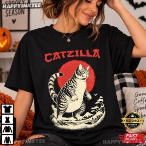 Catzilla Kaiju Funny Cat Retro Japan Style T Shirt (4)