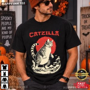 Catzilla Kaiju Funny Cat Retro Japan Style T Shirt (1)