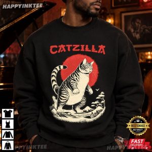 Catzilla Kaiju Funny Cat Retro Japan Style T Shirt (2)