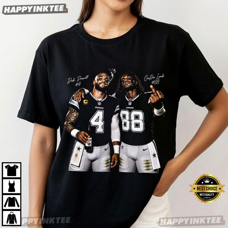Dak Prescott CeeDee Lamb Football Smoking Graphic T-Shirt Dak Prescott CeeDee Lamb Football Smoking Graphic T-Shirt