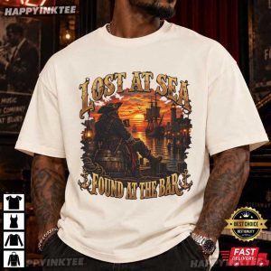 Lost At Sea Found At The Bar Funny Cruise Vacation Drinking T Shirt (1)