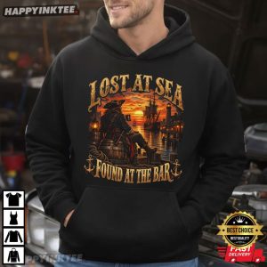 Lost At Sea Found At The Bar Funny Cruise Vacation Drinking T Shirt (2)