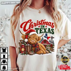 Christmas In Texas Highland Cow Christmas Gift T Shirt (4)