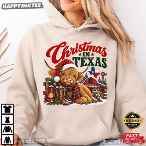 Christmas In Texas Highland Cow Christmas Gift T Shirt (3)
