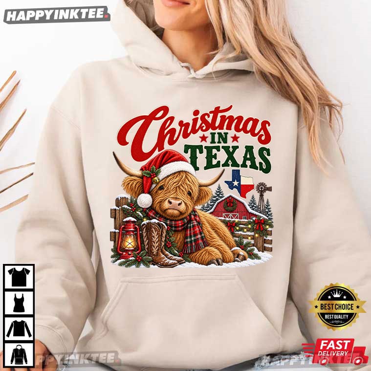 Christmas In Texas Highland Cow Christmas Gift T-Shirt Christmas In Texas Highland Cow Christmas Gift T-Shirt