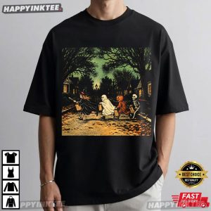 Witch Ghost Pumpkin Skeleton Halloween T Shirt (3)