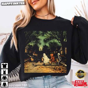 Witch Ghost Pumpkin Skeleton Halloween T Shirt (1)