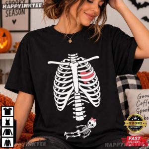 Skeleton Pregnant Halloween Pregnancy Announcement T Shirt (4)
