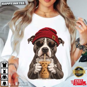 Christmas Pitbull Iced Coffee Funny Dog Lover Gift T Shirt (1)