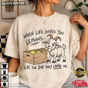 When Life Gives You Lemons Funny Goat Graphic T Shirt (2)