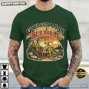 God's Got a Plan Mine Was Terrible Frog Christian Humor T Shirt (4)