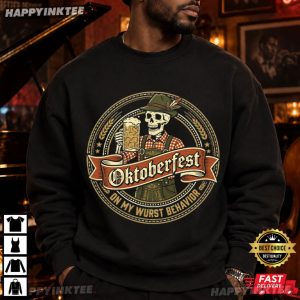On My Wurst Behavior Oktoberfest Skeleton Beer Drinking T Shirt (1)