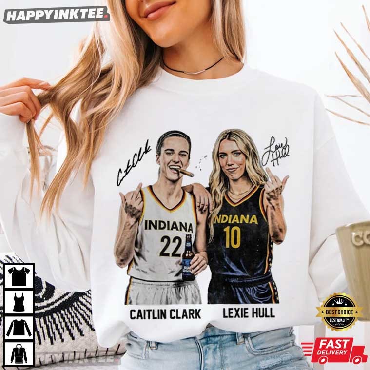 Caitlin Clark Lexie Hull Middle Fingers Funny Basketball T-Shirt Caitlin Clark Lexie Hull Middle Fingers Funny Basketball T-Shirt