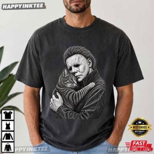 Michael Myers Holding Cat Funny Halloween Gift T Shirt (4)