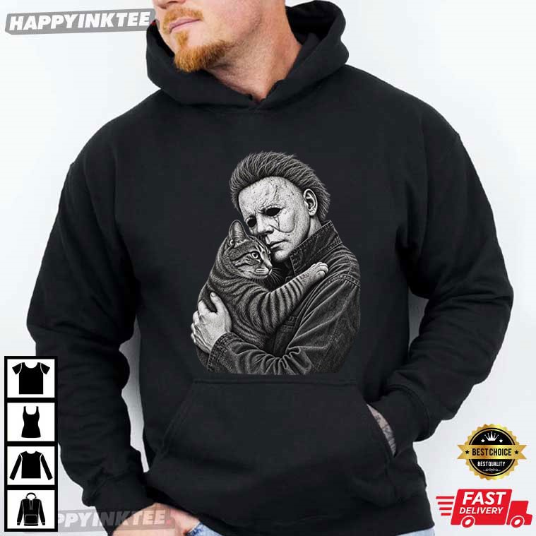 Michael Myers Holding Cat Funny Halloween Gift T-Shirt Michael Myers Holding Cat Funny Halloween Gift T-Shirt