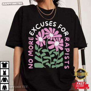 No More Excuses For Rapists Floral Feminist T Shirt (1)