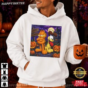 Garfield & Odie Pumpkin Jack o' Lantern Night Happy Halloween T Shirt (3)