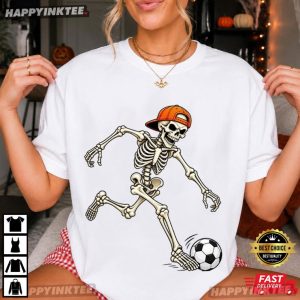 Skeleton Soccer Player Halloween Sports T Shirt (4)