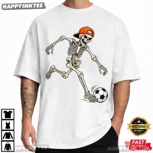 Skeleton Soccer Player Halloween Sports T Shirt (3)
