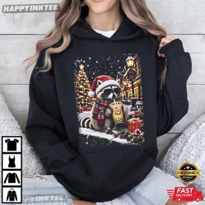 Raccoon Happy Christmas Funny Holiday T Shirt (4)