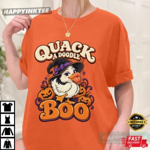 Quack A Doodle Boo Funny Duck Witch Halloween T Shirt (1)