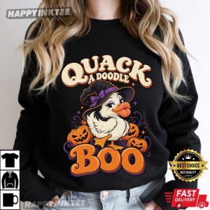 Quack A Doodle Boo Funny Duck Witch Halloween T Shirt (2)