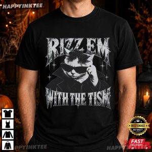 Rizz Em With The Tism Funny Cool Cat Autism Humor T Shirt (1)