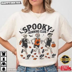 Skeleton Spooky Running Club Halloween T Shirt (4)
